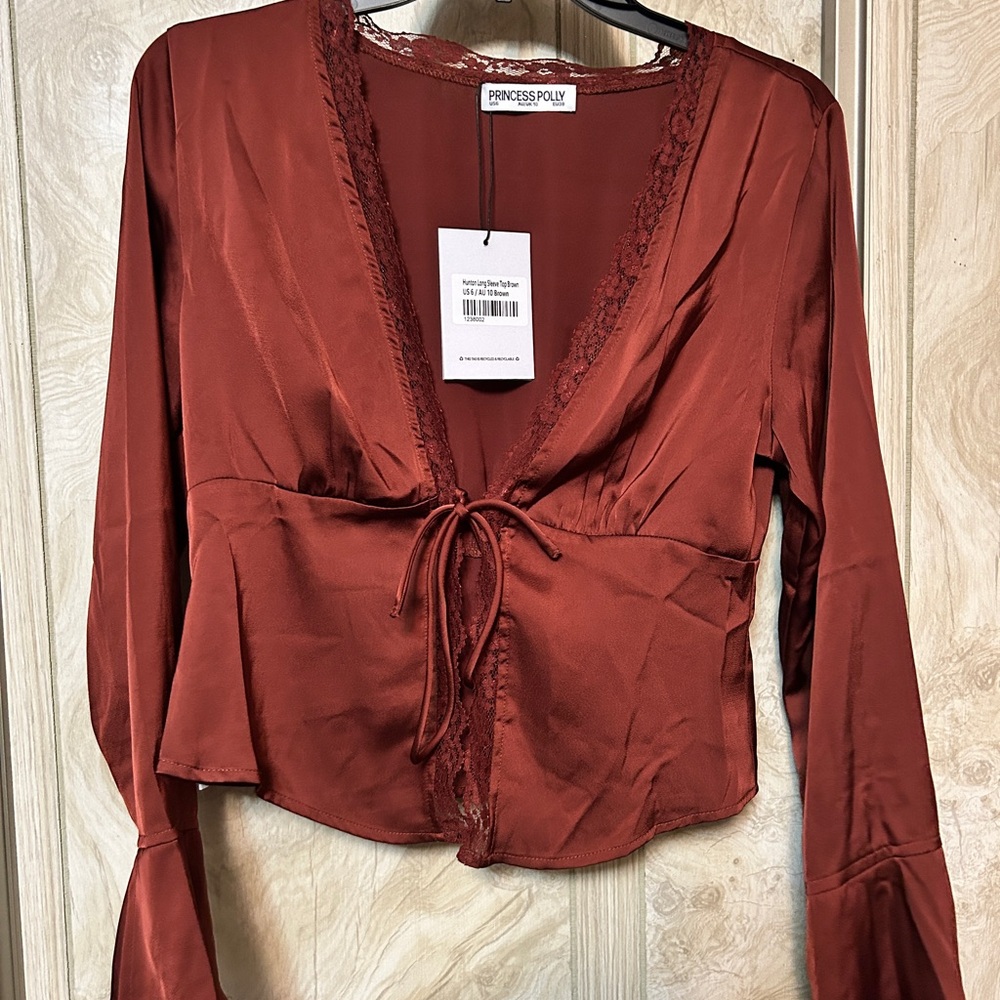 Princess Polly Copper Satin Top